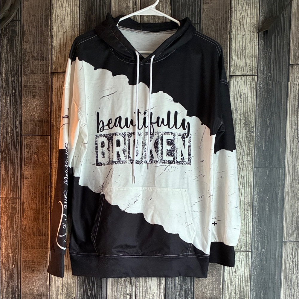 Black and White 'Beautifully Broken' Hoodie